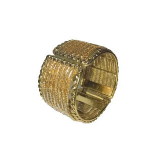 Key West Vintage Handwoven Beaded Gold Cuff Bracelet